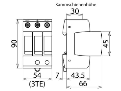 Dimensional drawing 3 Dehn DG M YPV SCI 1200 Surge protection for power supply