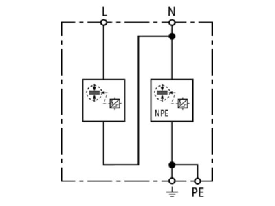 Circuit diagram 1 Dehn DSH TT 2P 255 Combination arrester for TT TN systems 
