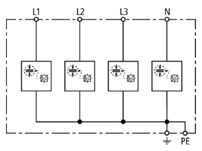 Circuit diagram 1 Dehn DSH TNS 255 Combination arresters TN S systems 

