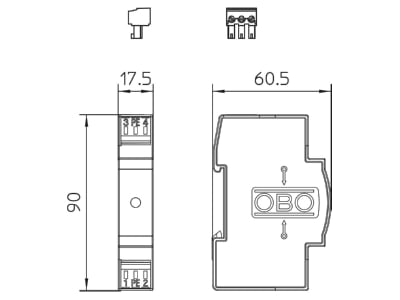 Mazeichnung 2 OBO VF230 AC FS Blitzbarriere 230V AC