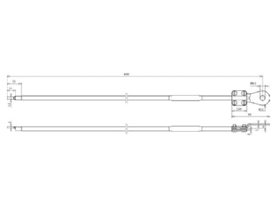 Dimensional drawing 1 Dehn 410 606 RoundGrounding strip preassembled 600mm
