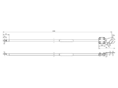 Dimensional drawing 3 Dehn 410 606 RoundGrounding strip preassembled 600mm