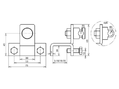 Mazeichnung 1 Dehn 372129 Anschlussklemme NIRO f  Profile 3 18mm