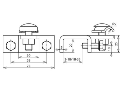 Mazeichnung 1 Dehn 372 219 Anschlussklemme NIRO f  Profile 5 18mm