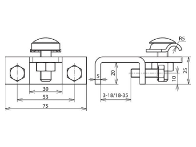 Mazeichnung 2 Dehn 372 219 Anschlussklemme NIRO f  Profile 5 18mm