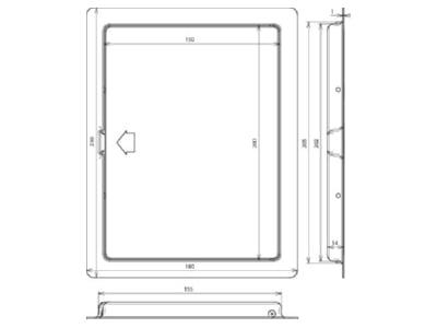 Dimensional drawing 3 Dehn 476 100 Inspection door for lightning protection