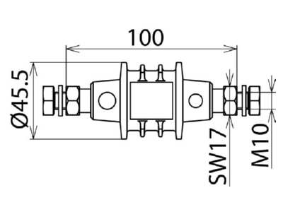 Dimensional drawing 1 Dehn EXFS 100 Spark gap for lighting protection
