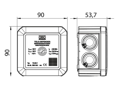 Mazeichnung 1 OBO TD 2D V Ueberspannungsschutz