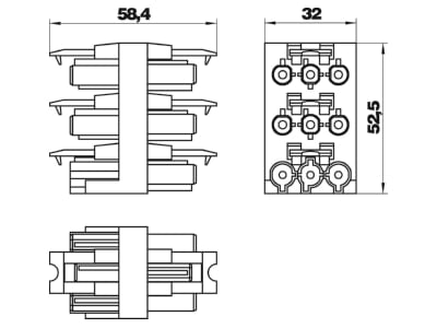 Dimensional drawing 1 OBO VB 5 GST18i3p Luminaire connector distribution block
