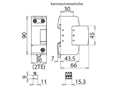 Mazeichnung 3 Dehn DB M 1 320 FM Blitzstromableiter koordiniert Typ 1