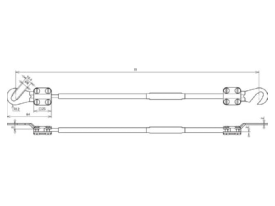 Dimensional drawing 1 Dehn EL16L3 05M2KSO8 10GG Earthing conductor
