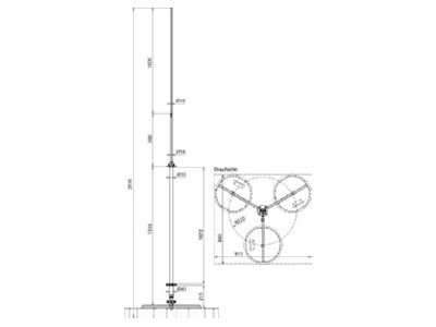 Mazeichnung 2 Dehn FM D30 L2800  819287 Fangmast DBSR320 GFK AL STTZN FM D30 L2800 819287