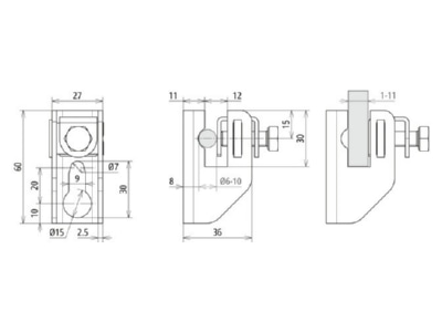 Mazeichnung 2 Dehn FRH116 10 WA11 B7 CU Flachband Rundltg  Halter Cu