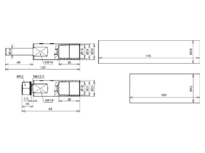 Dimensional drawing 1 Dehn HVI LO ASS RAV 23 Adapter for lightning protection
