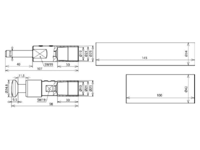 Dimensional drawing 2 Dehn HVI LO ASS RIV 23 Adapter for lightning protection