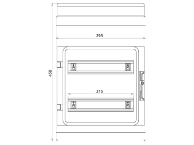 Dimensional drawing 2 Dehn IGA 24 IP54 Distribution cabinet  empty  458x295mm
