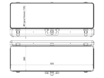 Mazeichnung 1 Dehn KKL 92 28 12 Kunststoffkoffer leer