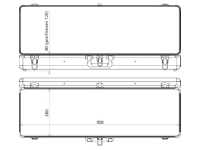 Mazeichnung 3 Dehn KKL 92 28 12 Kunststoffkoffer leer