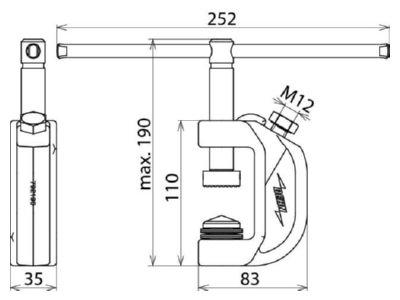 Dimensional drawing 1 Dehn EFK FL40 SKN Connection element for earthing and
