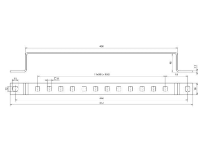 Mazeichnung 1 Dehn ES 12AP 11X11 V2A Erdungsschiene NIRO  1x12 Anschl 