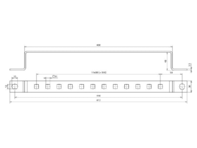 Mazeichnung 2 Dehn ES 12AP 11X11 V2A Erdungsschiene NIRO  1x12 Anschl 
