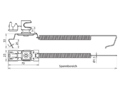 Mazeichnung 1 Dehn DLH SSL 8 H36 204449 Dachleitungshalter light NIRO DLH SSL 8 H36204449