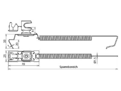 Mazeichnung 2 Dehn DLH SSL 8 H36 204449 Dachleitungshalter light NIRO DLH SSL 8 H36204449