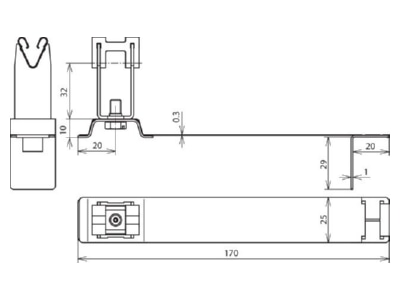 Dimensional drawing 1 DEHN 204957 Roof holder for lightning protection
