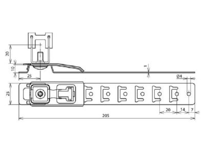 Dimensional drawing 1 DEHN 206289 Roof holder for lightning protection
