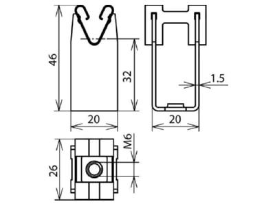 Dimensional drawing 1 DEHN 207037 Holder for lightning protection
