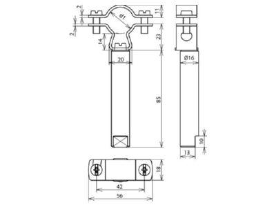 Dimensional drawing 1 DEHN 253279 Holder for lightning protection
