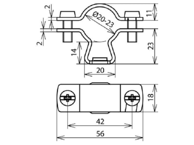 Dimensional drawing 1 DEHN 275251 Holder for lightning protection
