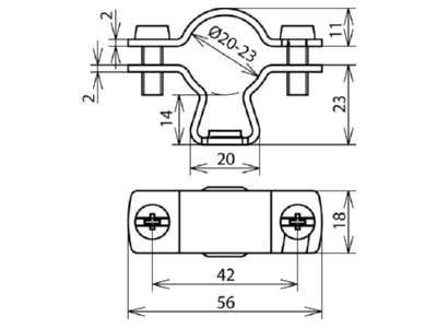 Dimensional drawing 2 DEHN 275251 Holder for lightning protection
