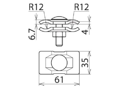 Dimensional drawing 2 DEHN 306121 Parallel connector lightning protection
