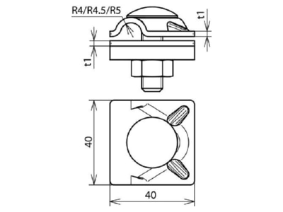 Dimensional drawing 1 DEHN 391060 T  cross  parallel connector
