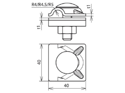 Dimensional drawing 2 DEHN 391060 T  cross  parallel connector
