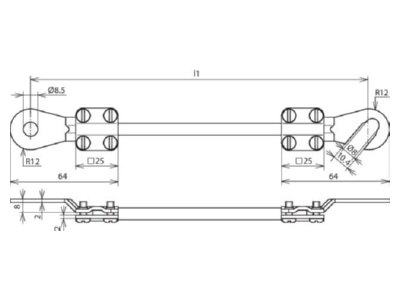 Dimensional drawing 1 DEHN 410406 Earthing conductor
