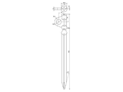 Dimensional drawing 1 DEHN 466203 Ground spike for lightning protection
