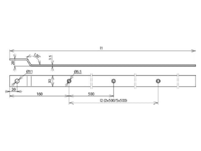 Dimensional drawing 1 DEHN 860315 Connecting vane for lightning protection
