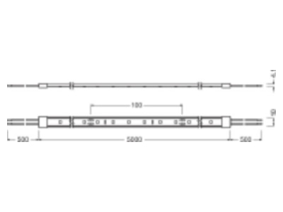 Dimensional drawing LEDVANCE LSVAL 600 830 5 IP65 Light ribbon  hose  strip 24V white