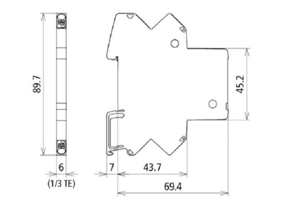 Dimensional drawing 2 DEHN BCO CL2 BD EX 24 Surge protection for signal systems