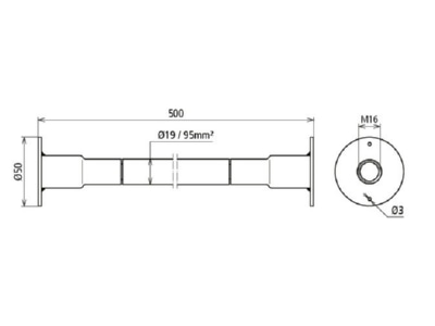 Dimensional drawing 1 DEHN DBEB7FLEX EBS150319 Embedded rebar ground termination point
