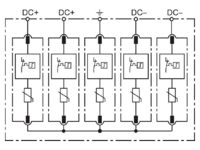 Circuit diagram 2 DEHN DCU 2 YPV 1100 2M 1S Photovoltaic DC Stringbox 20A
