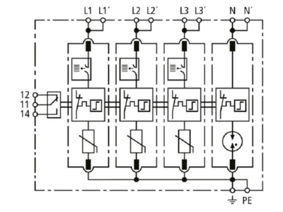 Circuit diagram 1 DEHN DG MP TNS ACI 275 FM Surge protection for power supply
