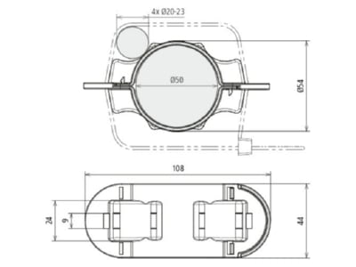 Dimensional drawing DEHN BFS SR D50 4AEHVIKST Mounting material