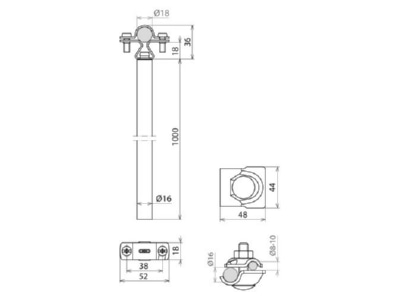 Mazeichnung 1 DEHN DH PAE 18  105466 Distanzhalter D16mm L1000mm DH PAE 18 105466