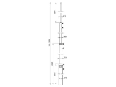 Dimensional drawing 1 DEHN FS T D40 4200 5200AL Interception rod
