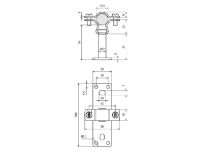 Mazeichnung 2 DEHN LH ZS 18 EX W55BPV2A HVI L  Ex W55 holder