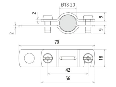 Dimensional drawing DEHN PAE 18 EX AB11 V2A Connecting element