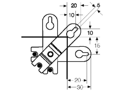 Dimensional drawing Hensel Mi AL 40  VE4  Fastening parts  set for enclosure Mi AL 40  quantity  4